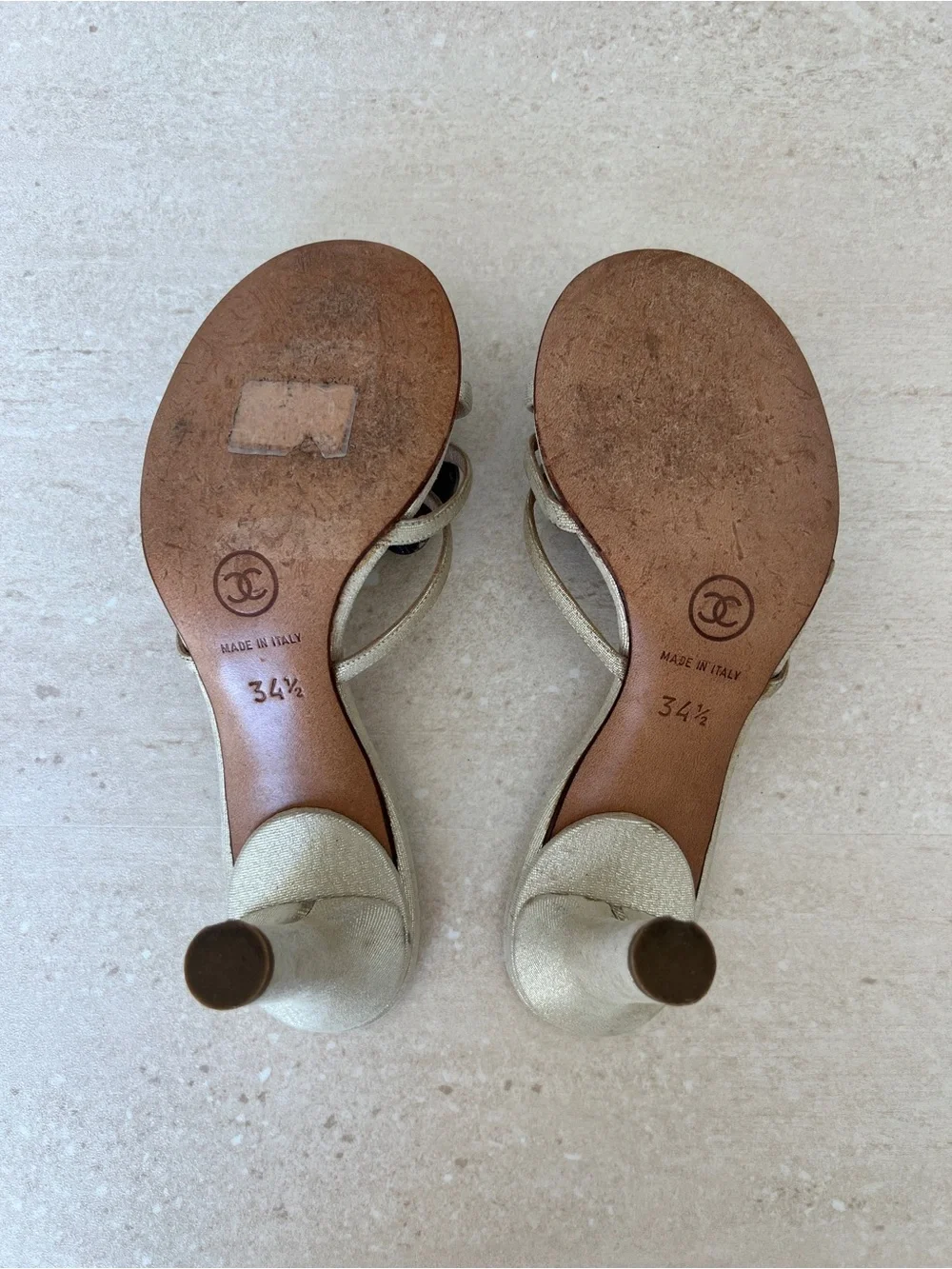 Chanel Vintage Camellia Flower Shell Sandals